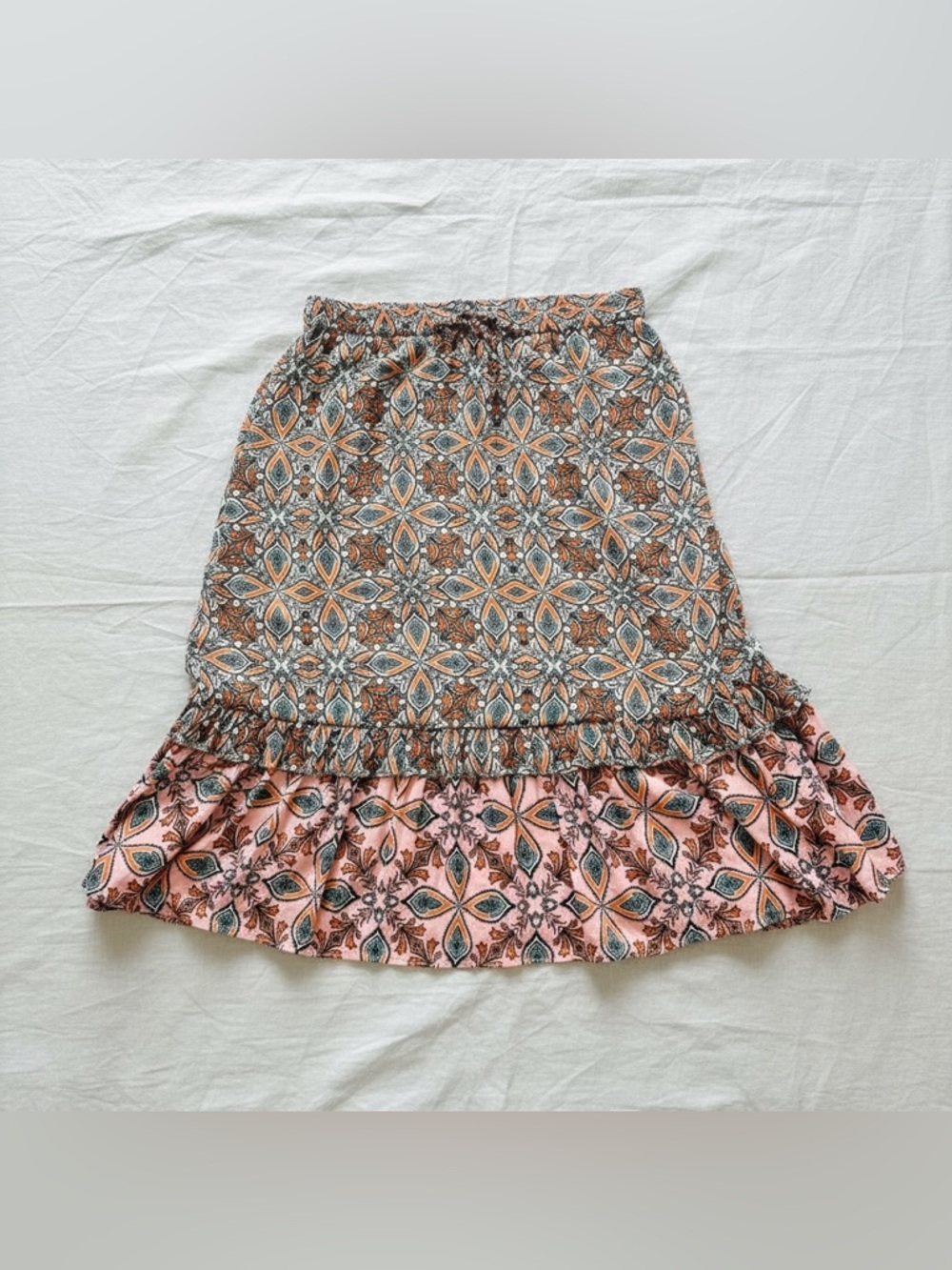 Boho Print Ruffle Hem Skirt | Size Medium | Flowy & Feminine - Picture 5 of 8